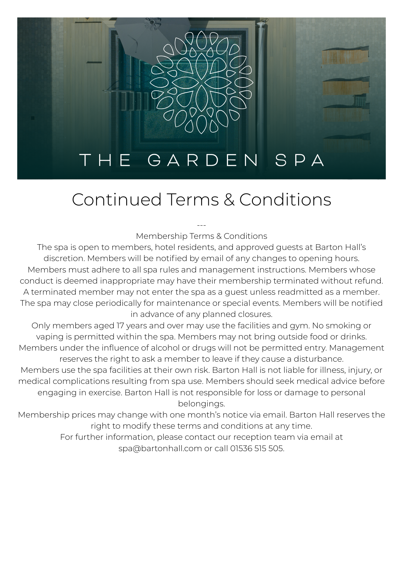 Spa Terms & Conditions 2