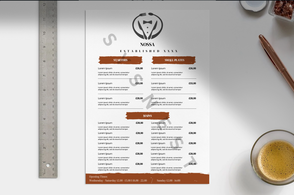 Menu Mockup - Example 1