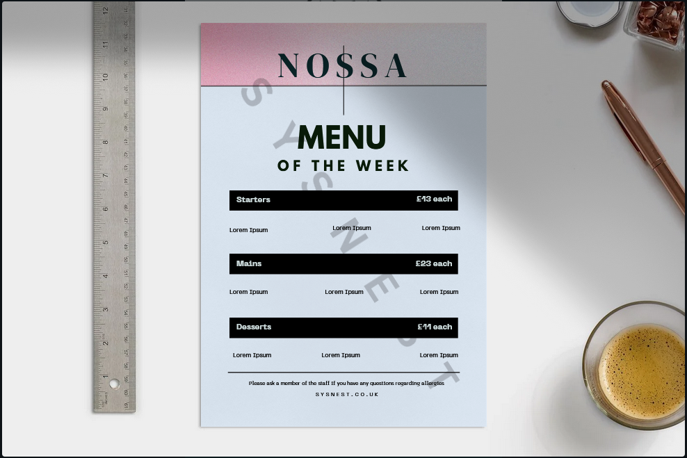 Menu Mockup - Example 3