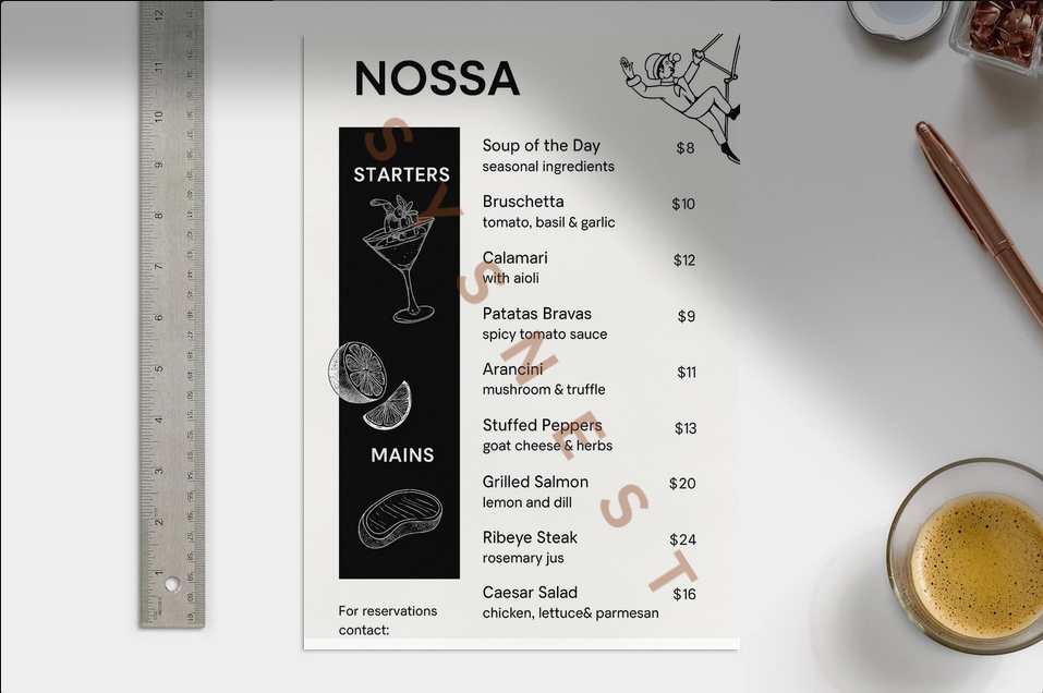 Menu Mockup - Example 4
